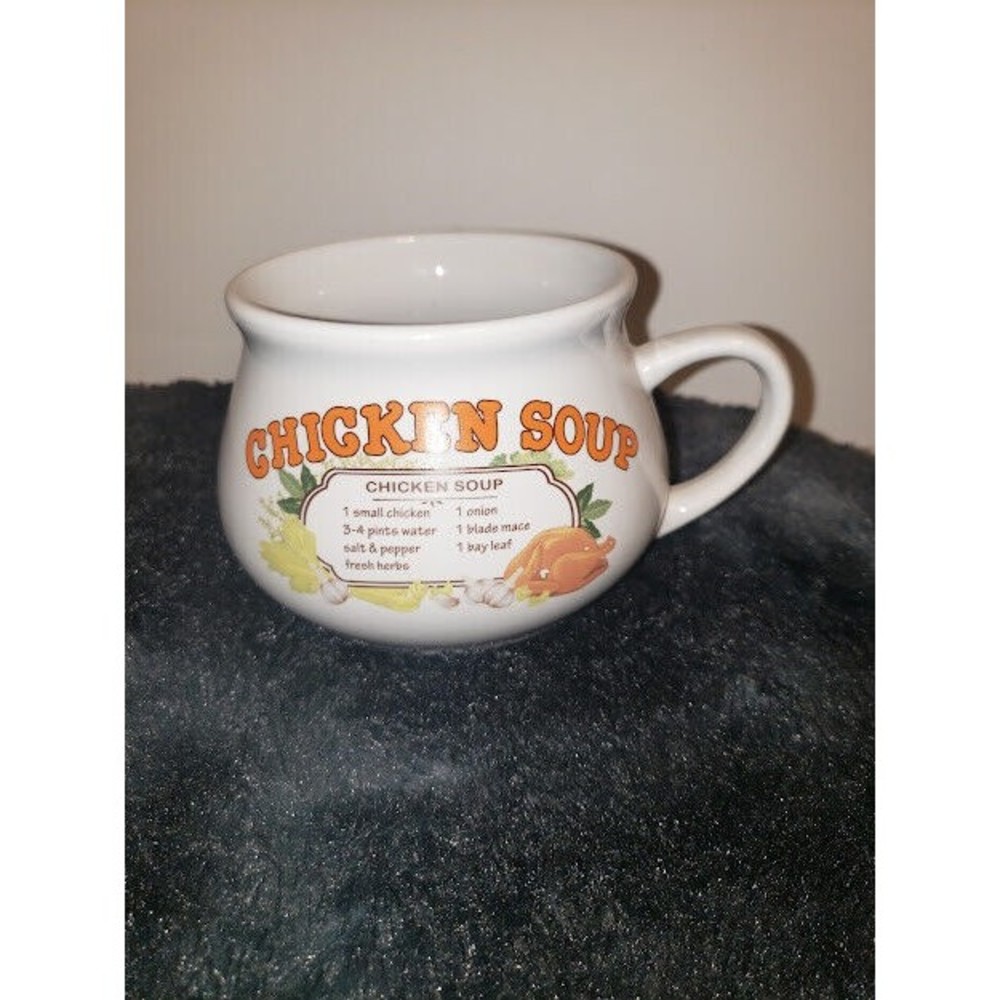 CHICKEN Soup Recipe Handled Mug Cup Bowl Ceramic 16oz. Dat’l Do It DDI Inc. VGC